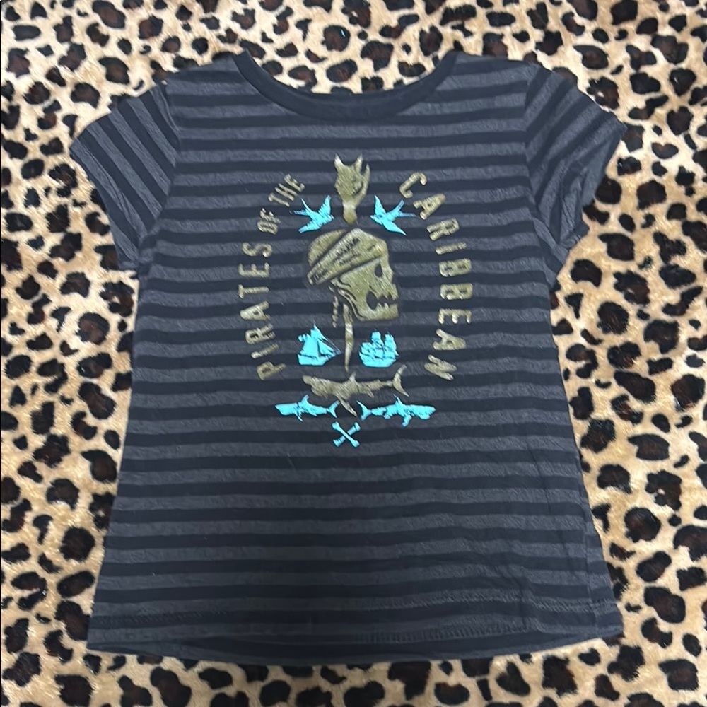 Pirates of the Caribbean Striped Kids T-Shirt - Black and Blue